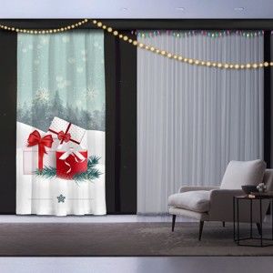 Świąteczna zasłona Christmas Gift with Ribbon, 140x260 cm