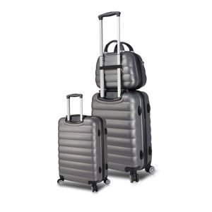 Zestaw 2 szarych walizek na kółkach z USB i walizki podręcznej My Valice RESSO Cab Med & MU