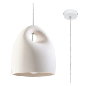 Biała lampa wisząca z ceramicznym kloszem ø 25 cm Sativa – Nice Lamps