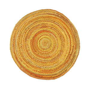 Żółty okrągły dywan z bawełny Eco Rugs, Ø 150 cm