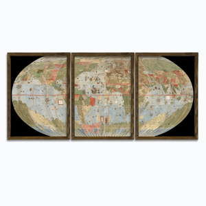 3-częściowy obraz w drewnianej ramie Globe