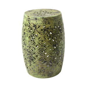 Zielony stołek metalowy ręcznie malowany RGE Nour, ⌀ 30 cm