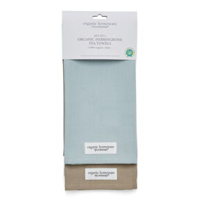 Zestaw 2 niebiesko-brązowych bawełnianych ścierek Cooksmart ® Herringbone, 45x65 cm