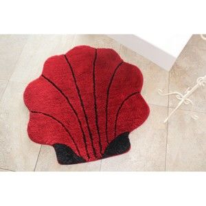 Czerwony dywanik łazienkowy ve tvaru mušle, 90x90 cm