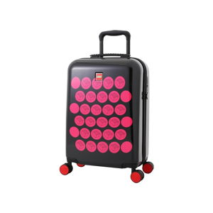 Czarna walizka dziecięca z różowymi detalami LEGO® Brick Dots 20