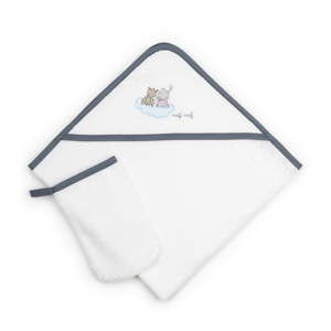 Zestaw ręcznika dziecięcego i rękawicy do kąpieli Naf Naf Rabbit & Moon, 75x75 cm