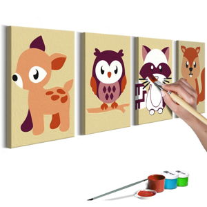 Zestaw płótna (4 szt.), farb i pędzli DIY Artgeist Forest Animals, 44x165 cm