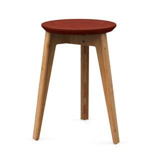 Stołek bambusowy z czerwonym siedziskiem z drewna bukowego We Do Wood Button
