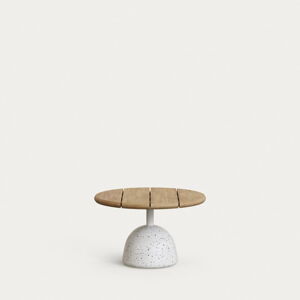 Biały/naturalny okrągły stolik z blatem z drewna akacjowego ø 55 cm Saura – Kave Home