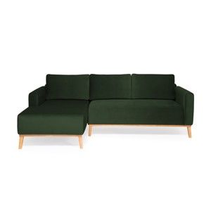 Ciemnozielona sofa 3-osobowa Vivonita Milton Trend, lewy róg
