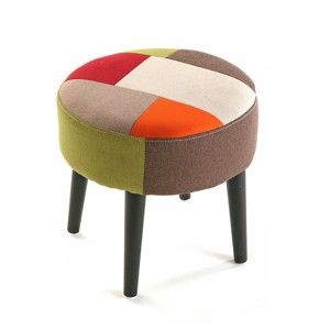 Taboret Red Patchwork, ⌀ 35 cm