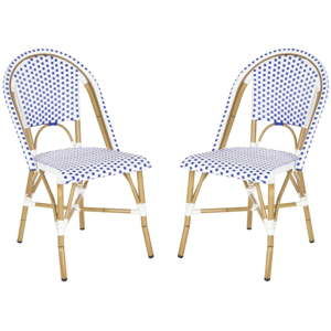 Zestaw 2 niebiesko-białych krzeseł wiklinowych Safavieh Madrid