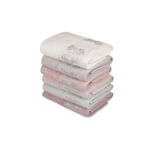 Zestaw 6 różowych ręczników do rąk Vintage Lily