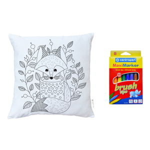 Zestaw poszewki na poduszkę z satyny bawełnianej i pisaków do tkanin Mr. Little Fox Mystic Fox, 50x50 cm