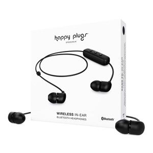 Czarne słuchawki bezprzewodowe Happy Plugs In-Ear
