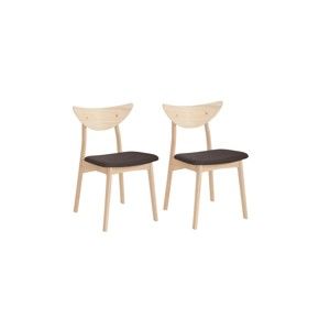 Komplet 2 krzeseł z litego drewna dębowego z brązowym siedziskiem WOOD AND VISION Chief