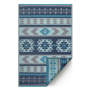 Niebieski dwustronny dywan na zewnątrz z tworzywa sztucznego z recyklingu Fab Hab Cusco Blue, 120x180 cm