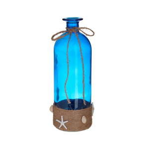 Niebieska szklana butelka dekoracyjna InArt Sea, ⌀ 11 cm