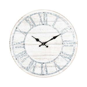 Biały zegar ścienny z niebieskimi detalami Clayre & Eef, ⌀ 40 cm