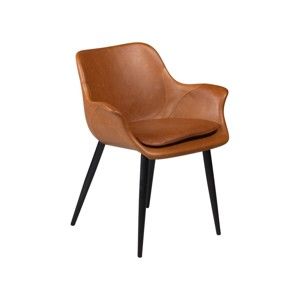 Brązowe krzesło ze skóry ekologicznej z podłokietnikami DAN–FORM Denmark Combino