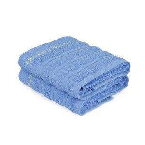 Zestaw 2 niebieskich ręczników z czystej bawełny Handy, 50x90 cm