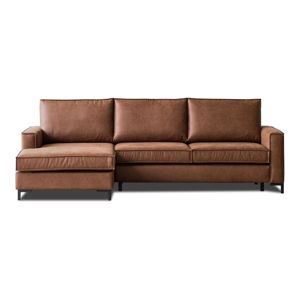 Koniakowa narożna sofa rozkładana z imitacji skóry Scandic Copenhagen, lewostronna
