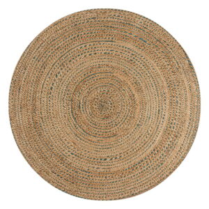 Niebieski/naturalny okrągły dywan z juty 180x180 cm Capri – Flair Rugs