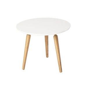 Stolik z białym blatem z drewna dębowego Folke Cappuccino, wys. 50 cmx∅ 60 cm