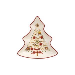 Czerwono-biała porcelanowa miska do serwowania w kształcie choinki Villeroy & Boch Tree, 17,5x16,5 cm