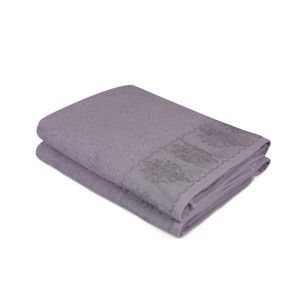 Zestaw dwóch ciemnofioletowych ręczników kąpielowych Victorian, 150x90 cm