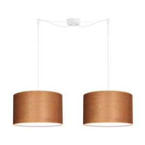 Podwójna lampa wisząca w naturalnej brązowej barwie z białym kablem Sotto Luce Tsuri