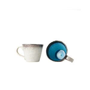 Niebiesko-biały ceramiczny kubek MIJ, 250 ml
