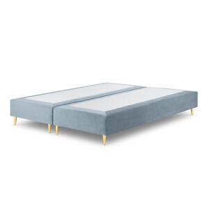 Jasnoniebieskie aksamitne łóżko dwuosobowe Milo Casa Lia, 180x200 cm