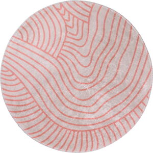 Jasnoróżowy/kremowy okrągły dywan odpowiedni do prania ø 80 cm Yuvarlak – Vitaus