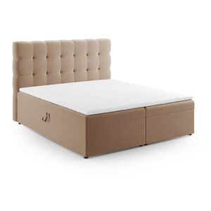 Jasnobrązowe łóżko boxspring ze schowkiem 160x200 cm Bali – Cosmopolitan Design