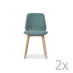 Komplet 2 jasnoniebieskich krzeseł z nogami z litego drewna dębowego WOOD AND VISION Cut