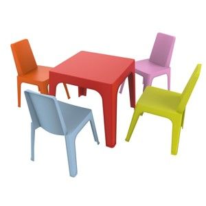 Dziecięcy komplet ogrodowy 1 czerwonego stolika i 4 krzesełek Resol Julieta