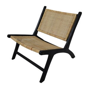 Czarny fotel z drewna tekowego z plecionką – HSM collection