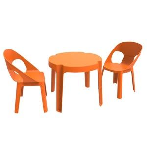 Pomarańczowy komplet dziecięcy ogrodowy 1 stołu i 2 krzesełek Resol Julieta