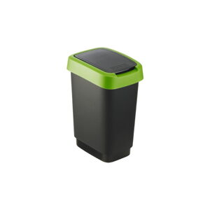 Zielono-czarny kosz na śmieci z plastiku z recyklingu 10 L Twist – Rotho