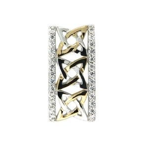 Srebrny wisiorek z białymi kryształami Swarovski Elements Crystals Gold Rectangle Rina