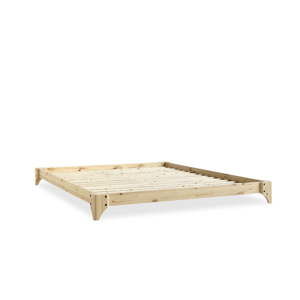 Łóżko dwuosobowe z drewna sosnowego z materacem Karup Design Elan Double Latex Natural/Black, 160x200 cm