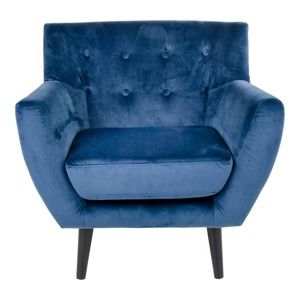 Niebieski fotel z aksamitu House Nordic Monte