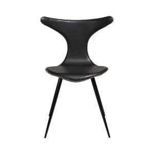 Czarne krzesło ze skóry ekologicznej z czarnymi metalowymi nogami DAN–FORM Denmark Dolphin