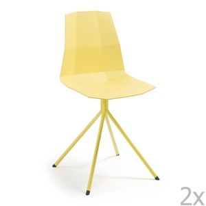 Zestaw 2 żółtych krzeseł do jadalni La Forma Pixel