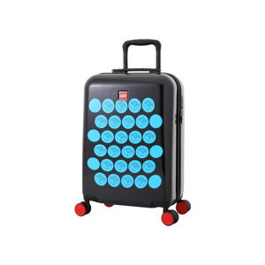 Czarna walizka dziecięca z niebieskimi detalami LEGO® Brick Dots 20