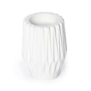 Biały świecznik ceramiczny Simla Geometric, wys. 10 cm