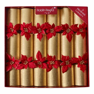 Zestaw 6 świątecznych crackerów Robin Reed Glitter Poinsettia