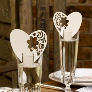 Zestaw 10 kremowobiałych dekoracji na szklanki Neviti With Love