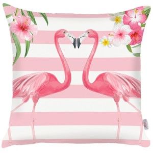 Różowa poszewka na poduszkę Apolena Lovely Flamingos, 43x43 cm
